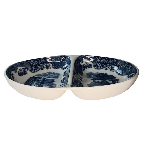 Spode Blue Italian Divided Serving Dish Oval Blue and white - Picture 2 of 8